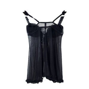 Victorias Secret Sexy‎ Little Things 36B Black Babydoll Lingerie With Sequins